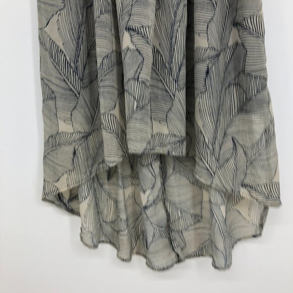 Romy Navy blue + ivory Hi Low Leaf print Midi skirt  size small - Picture 9 of 14